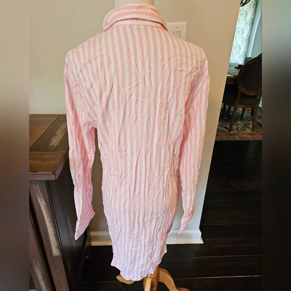 Victoria's Secret •XS• White Pink Striped Sleep Shirt Button Heart Detail sides - Picture 5 of 10
